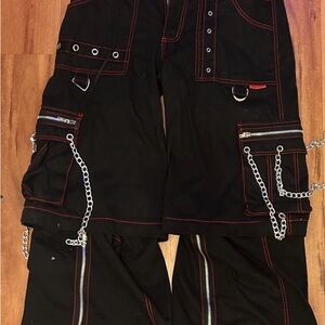 Tripp Black Cargo Pants with Chains and Red Stitching
